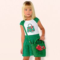 <b>Mayoral </b><br>Комплект кружевной блузка и юбка Mayoral 3958/70 для девочек, цвет зеленый