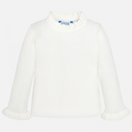 Белоснежный пуловер Mayoral 04003-049 для девочек, цвет белый