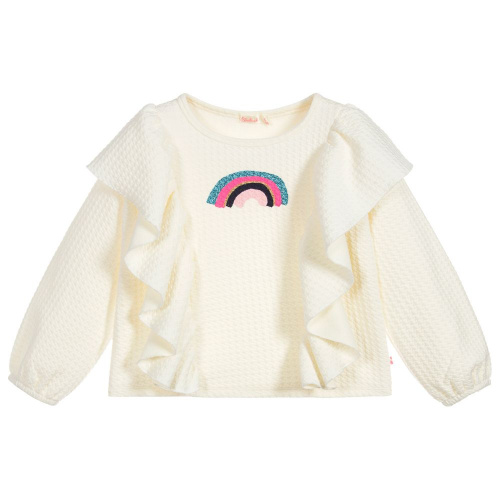 Пуловер с радугой Billieblush для девочек, цвет светло бежевый