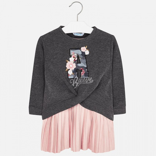 Платье и пуловер MAYORAL 4941/75 для девочки, цвет розовый и серый