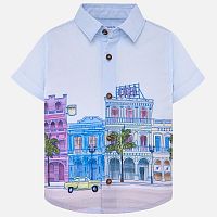 <b>Mayoral </b><br>Рубашка с рисунком Mayoral 1128/63 для мальчиков, цвет голубой